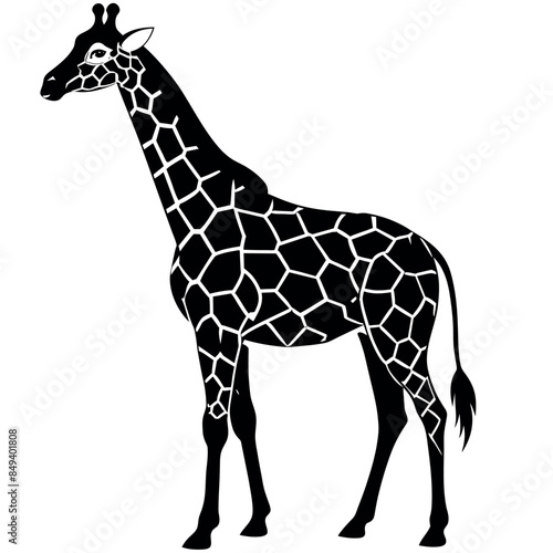 giraffe silhouette vector illustration Design on white background photo