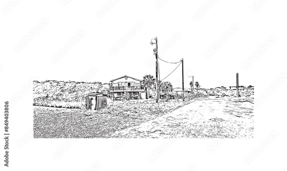 Print Building view with landmark of St. George Island is the island in Florida. Hand drawn sketch illustration in vector. Print Building view with landmark of St. George Island is the island in Florida. Hand drawn sketch illustration in vector.