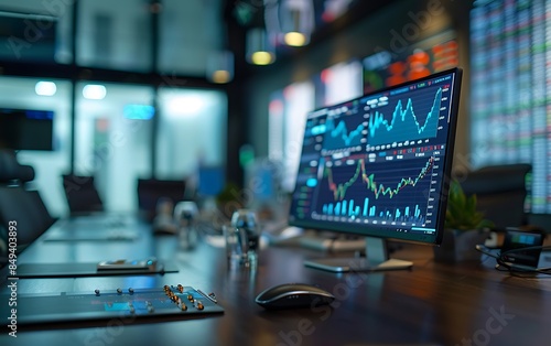 Wallpaper Mural Capture a realistic photo of stock market charts and graphs on a conference table Torontodigital.ca