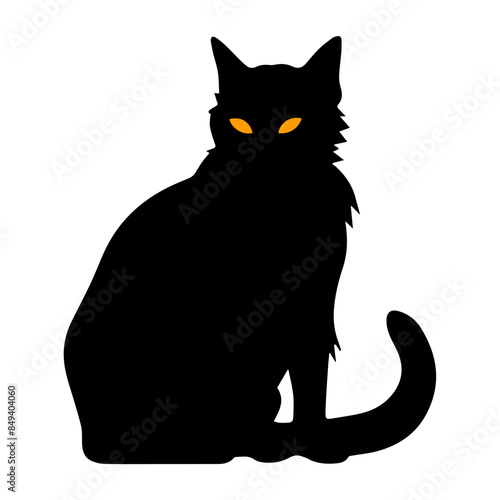 A cat with glowing yellow eyes sitting  © sanart design