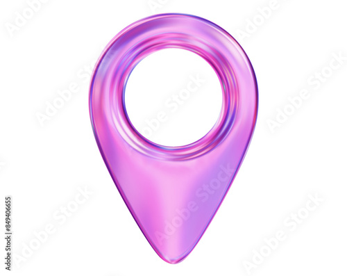 3d neon map location pointer. Pin code icon of the geolocation map. Stock vector illustration on isolated background.