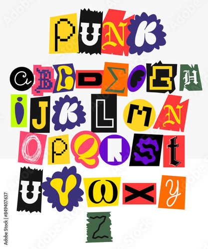 Magazine cut out punk font