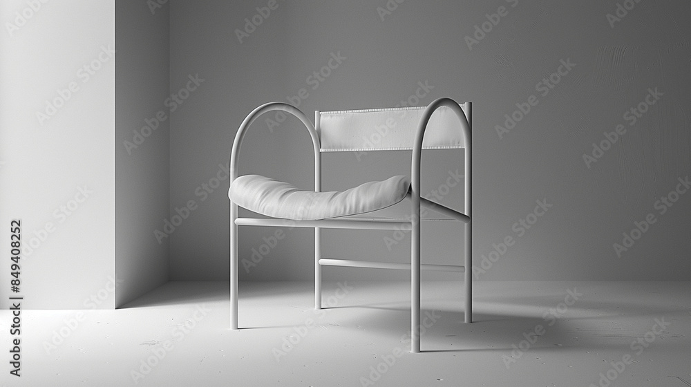White Minimalist Chair with Arching Arms White Minimalist Chair with Arching Arms