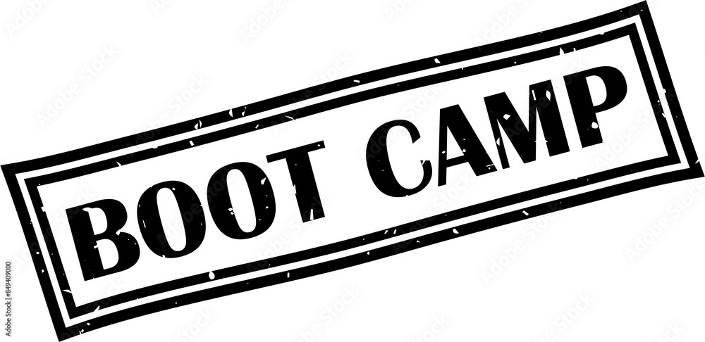 Fototapeta premium Boot camp square grunge stamp, vector illustration