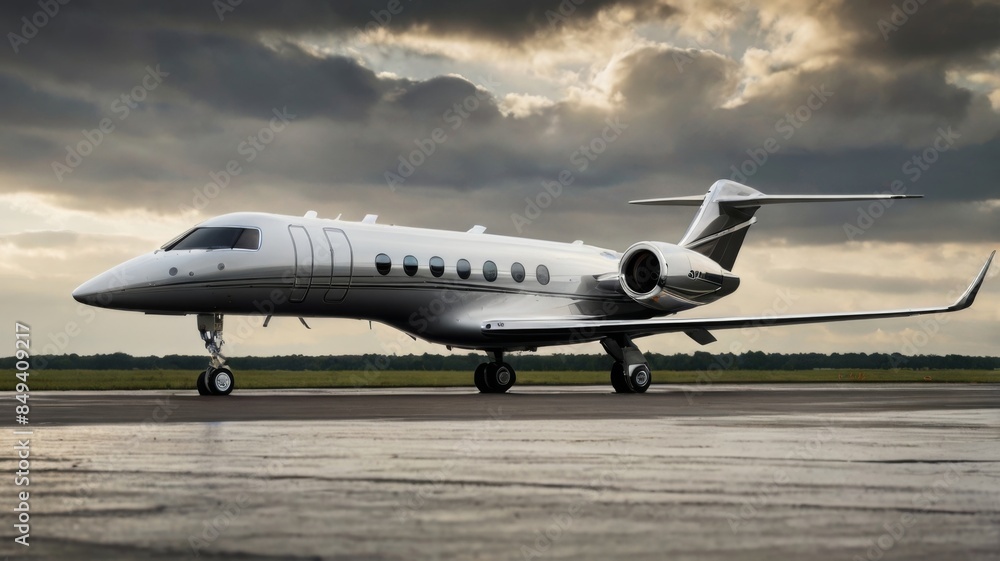 A sleek Gulfstream G650ER aircraft gleams with luxury and power, its streamlined silhouette exuding speed and style. In this high-quality photograph, the jet's flawless metallic finish reflects the su A sleek Gulfstream G650ER aircraft gleams with luxury and power, its streamlined silhouette exuding speed and style. In this high-quality photograph, the jet's flawless metallic finish reflects the su