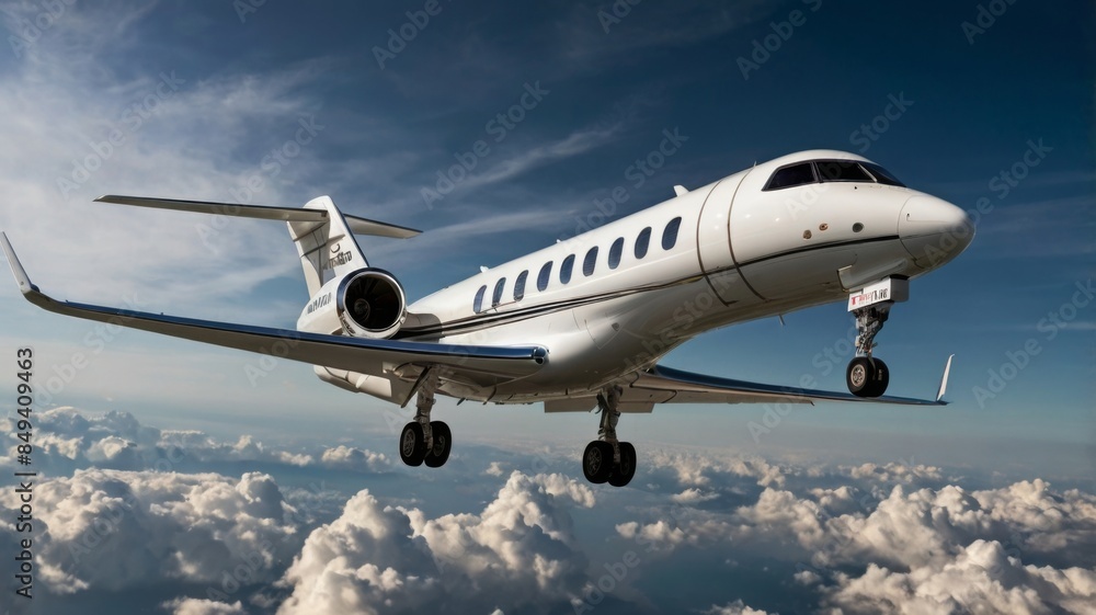 A sleek Gulfstream G650ER aircraft gleams with luxury and power, its streamlined silhouette exuding speed and style. In this high-quality photograph, the jet's flawless metallic finish reflects the su A sleek Gulfstream G650ER aircraft gleams with luxury and power, its streamlined silhouette exuding speed and style. In this high-quality photograph, the jet's flawless metallic finish reflects the su
