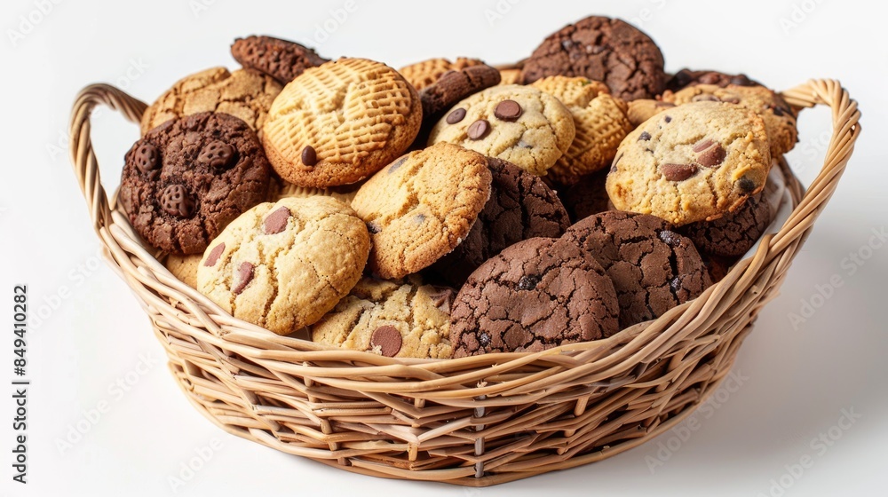 Basket of cookies on a white background Basket of cookies on a white background