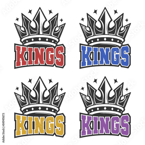Kings Illustration Clip Art Design Shape. Mascot Silhouette Icon Vector.