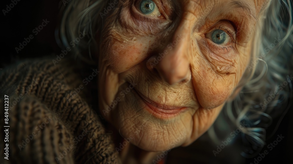 Portrait of a joyful older lady up close Portrait of a joyful older lady up close