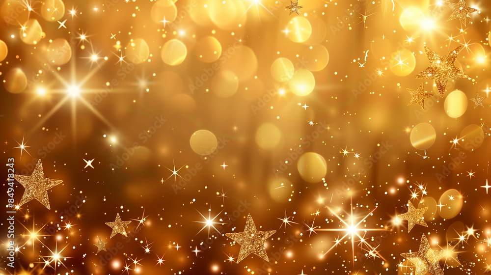 A golden background with sparkling stars and glitter, creating an elegant atmosphere for mobile phone wallpaper or festive decoration. The overall color scheme is warm brown, adding to the luxurious f A golden background with sparkling stars and glitter, creating an elegant atmosphere for mobile phone wallpaper or festive decoration. The overall color scheme is warm brown, adding to the luxurious f
