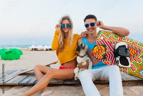 young couple having fun on beach