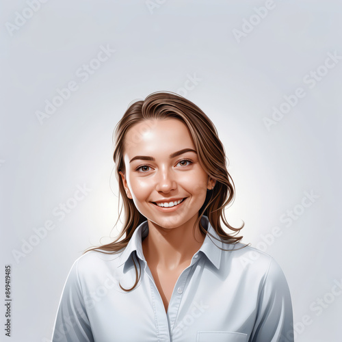 portrait of a woman isolated white background vector style art