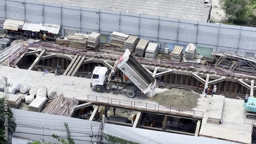 Bangkok, Thailand - JUNE 27, 2023: View On Nut zone.  A new condo is being built.