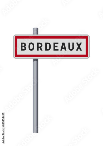 Panneau d'entrée de la ville de Bordeaux (Gironde) en vectoriel