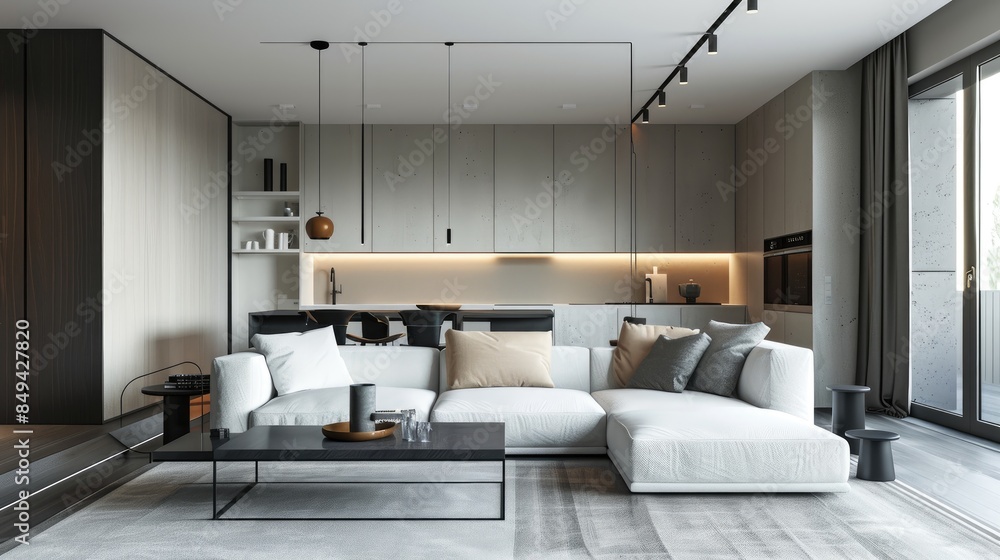 Minimalist design meets cozy comfort in this inviting living room, perfect for unwinding and socializing. Minimalist design meets cozy comfort in this inviting living room, perfect for unwinding and socializing.