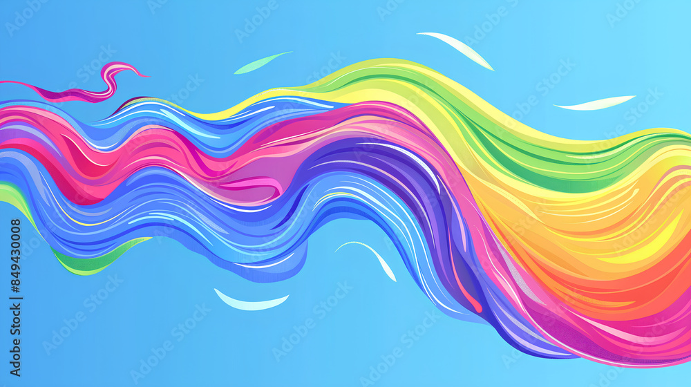a rainbow-colored wave on a blue background a rainbow-colored wave on a blue background