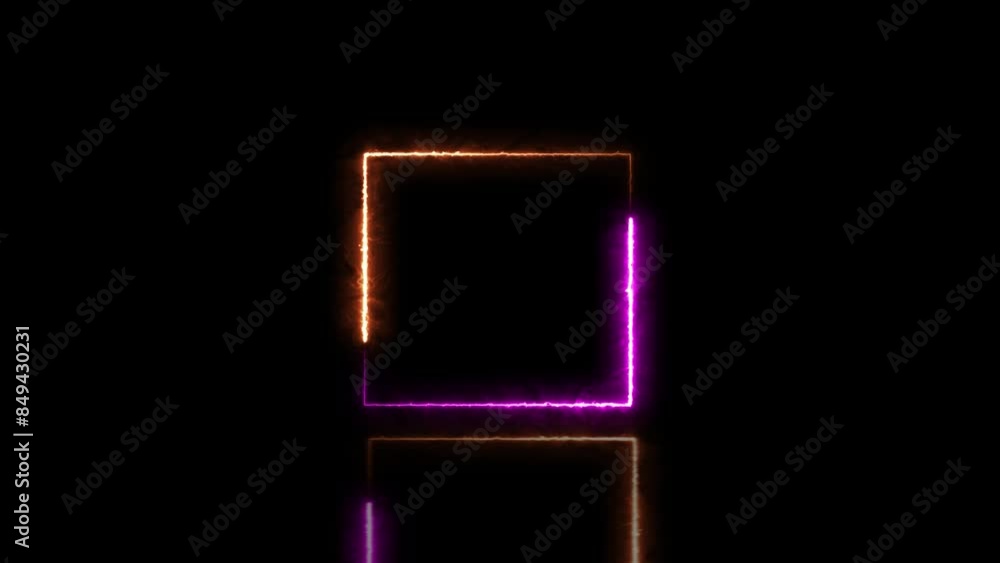 Glowing neon square frame animation and seamless loop background. Glowing neon square frame animation and seamless loop background.
