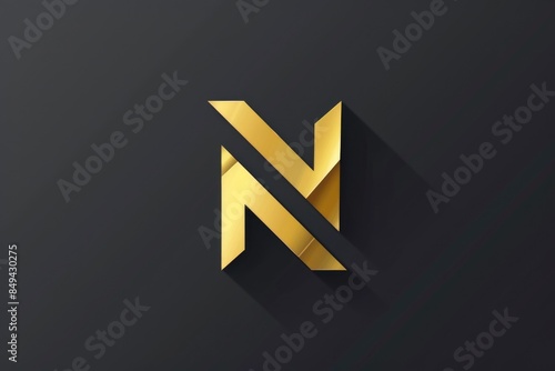 A golden letter 'N' on a black background