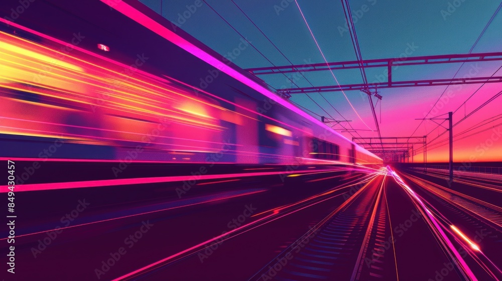 Fototapeta premium illustration light speed using train