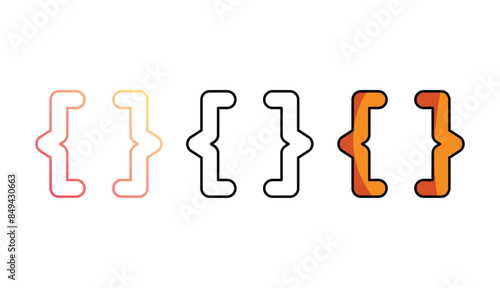 Curly Bracket icon design with white background stock illustration
