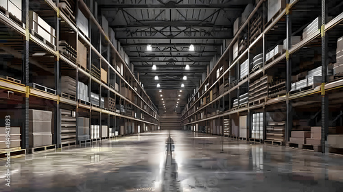 Wallpaper Mural expansive distribution warehouse featuring high shelves for business and marketing use Torontodigital.ca