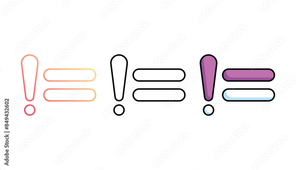 Not Equal icon design with white background stock illustration