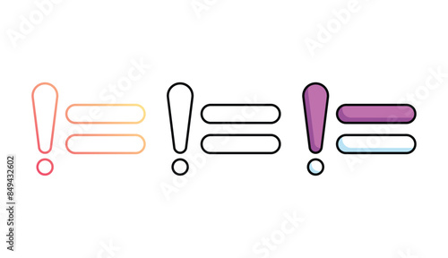 Not Equal icon design with white background stock illustration