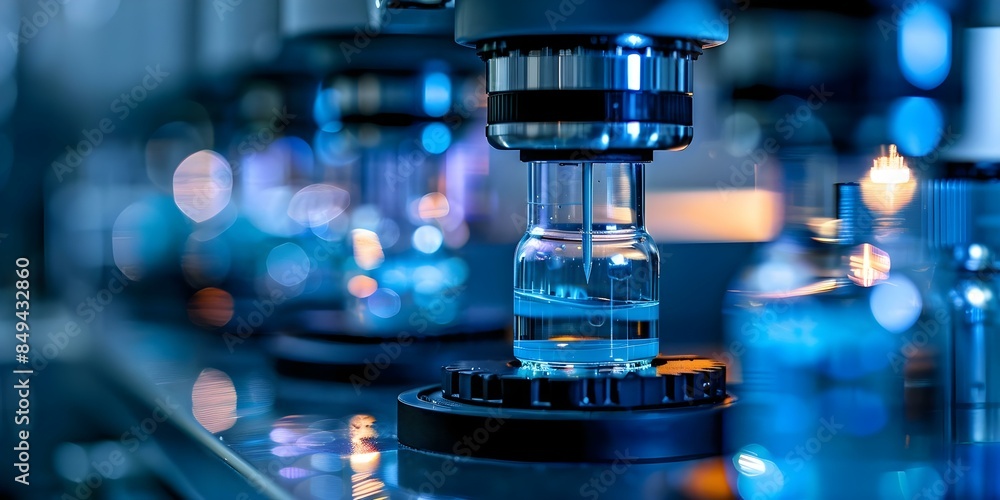 Automated Peptide Synthesizer at Work in a Laboratory. Concept Laboratory Equipment, Chemical Synthesis, Research Technology, Science Innovation Automated Peptide Synthesizer at Work in a Laboratory. Concept Laboratory Equipment, Chemical Synthesis, Research Technology, Science Innovation