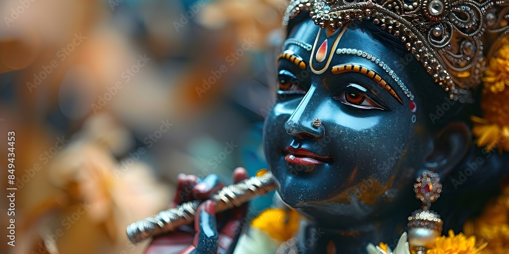 Krishna The Divine Avatar in Hinduism. Concept Hindu Deity, Lord Krishna, Divine Avatar, Bhagavad Gita, Janmashtami Krishna The Divine Avatar in Hinduism. Concept Hindu Deity, Lord Krishna, Divine Avatar, Bhagavad Gita, Janmashtami