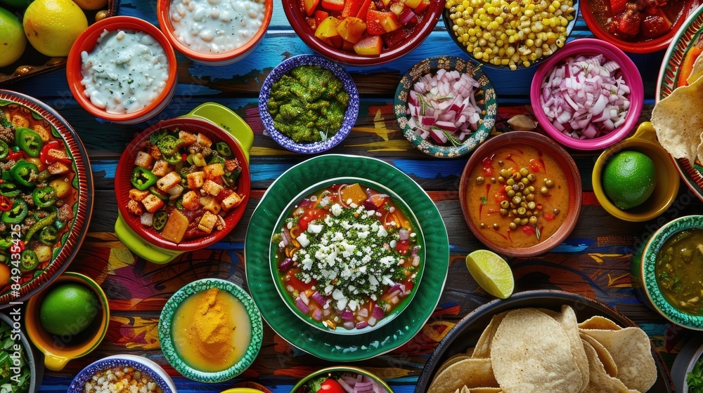 Traditional Mexican Dish Varieties of Pozole in Green White and Red A Staple in Mexican Cuisine