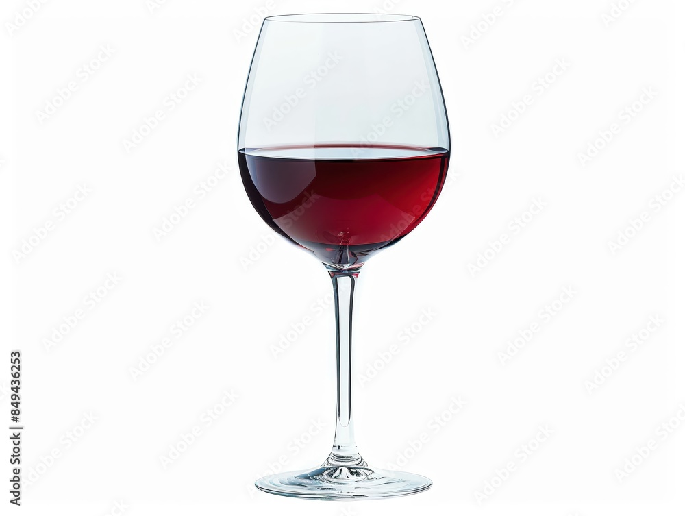An elegant glass of red wine, isolated on a white background with studio lighting to highlight the deep color and clarity of the wine, perfect for ads An elegant glass of red wine, isolated on a white background with studio lighting to highlight the deep color and clarity of the wine, perfect for ads