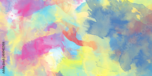 abstract Colorful and bright watercolor background texture with grunge watercolor splashes. . Creative artwork, soft and blurry watercolor texture perfect for presentation and design.	