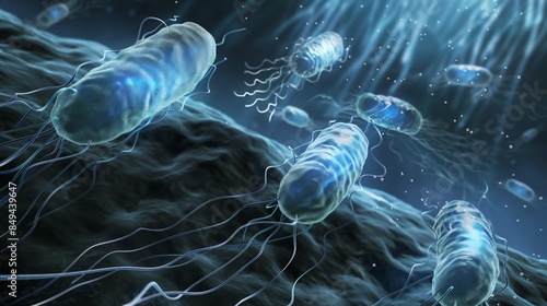 Nanorobots attack bacteria in cells. Biological robots are introduced into the affected cell