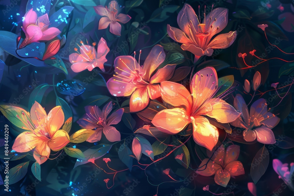 Fototapeta premium A lovely and charming natural setting with flowers