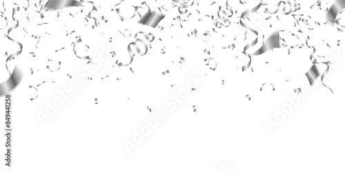 celebration luxury with silver confetti for greeting, holiday, birthday party on background