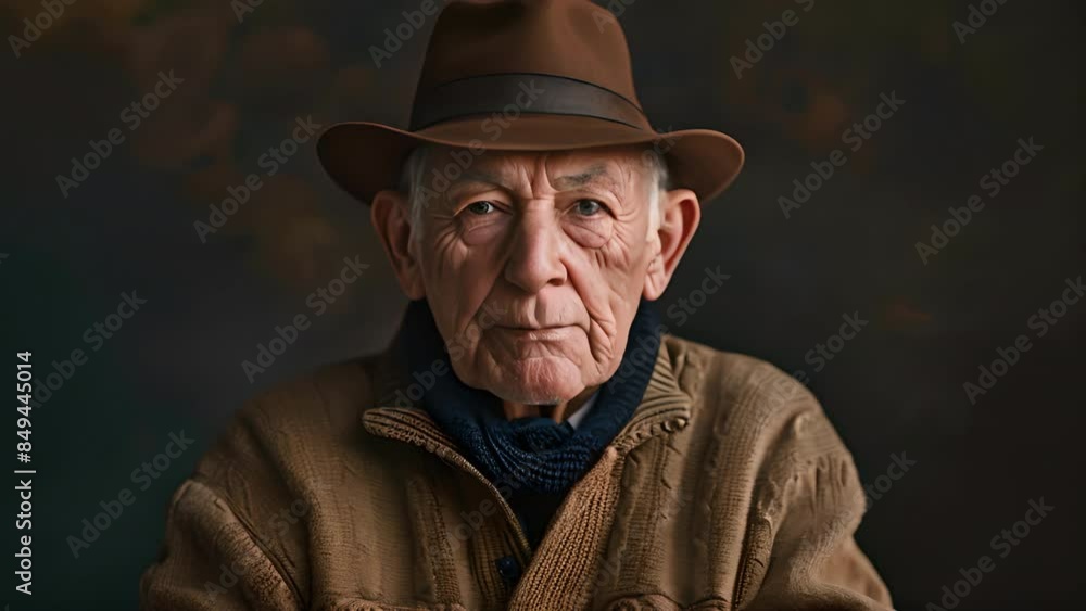 Elderly man Standing and smiling, looking at the camera