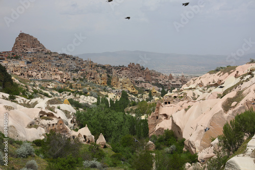 View of Uchisar from Pigeon Valley in Cappadocia, Turkey photo