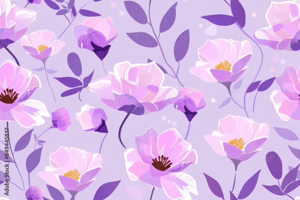 Purple Floral Pattern with Delicate Blooms Purple Floral Pattern with Delicate Blooms