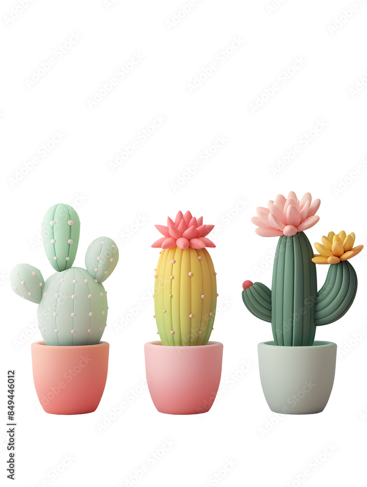 Cute kawaii cactus, cartoon cactus flower, 3D rendered cactus, transparent background. Cute kawaii cactus, cartoon cactus flower, 3D rendered cactus, transparent background.