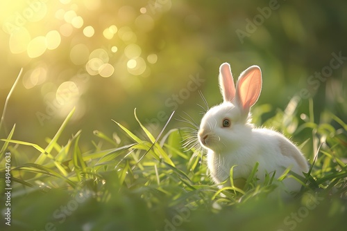 Cute little bunny in the nature