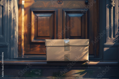 Wallpaper Mural A parcel box placed in front of the door, representing convenience and security for receiving packages from online shopping. Torontodigital.ca