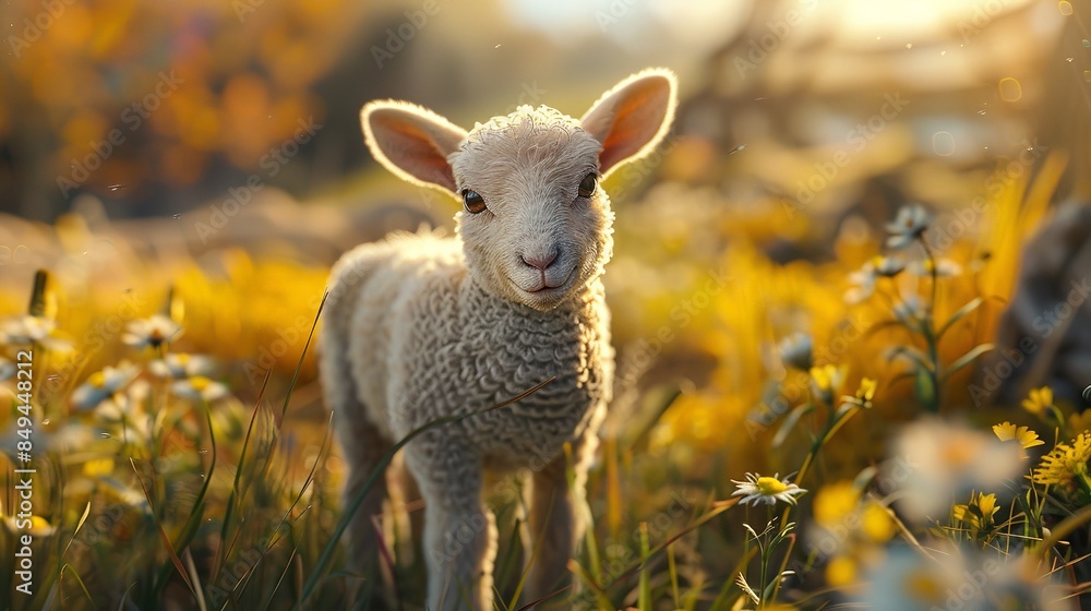 Happy cute baby sheep on Eid Al Adha Mubarak Happy cute baby sheep on Eid Al Adha Mubarak