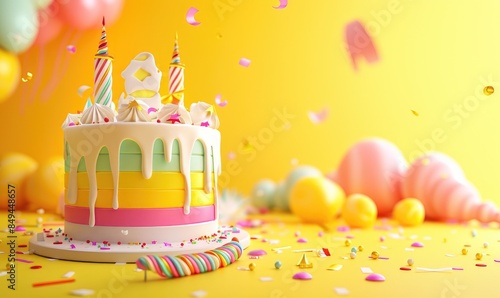 Birthday cake 3D graphics o...