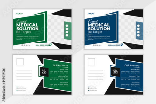 Medical post card design, modern & creative vector template.