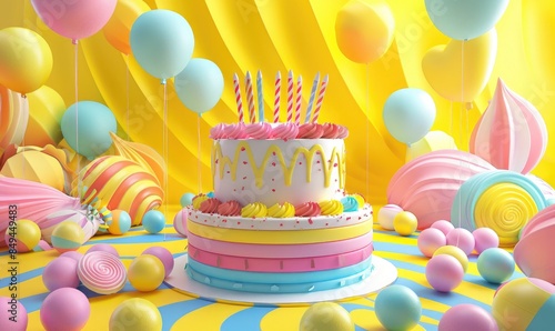 Birthday cake 3D graphics o...