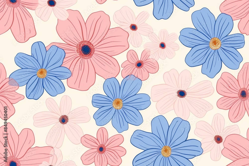 Obraz premium Floral Pattern in Pastel Colors