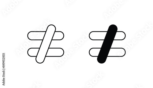 Not Equal icon design with white background stock illustration