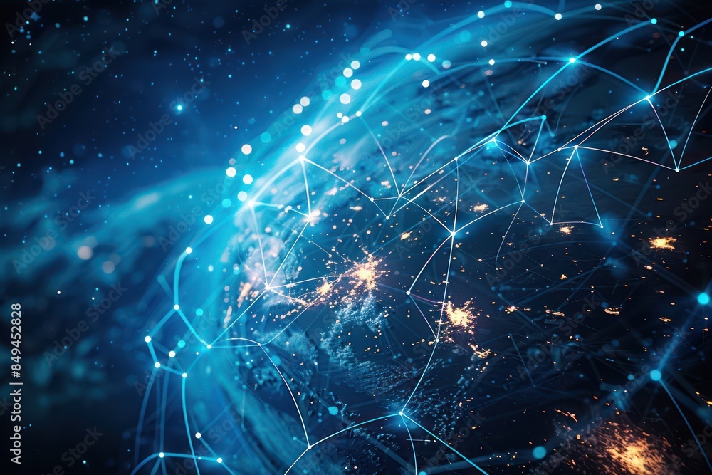 Global Network of Connected Cities Illuminated at Night Global Network of Connected Cities Illuminated at Night