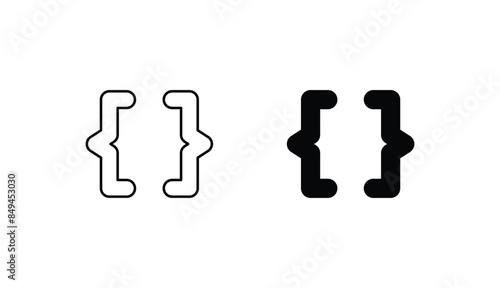 Curly Bracket icon design with white background stock illustration