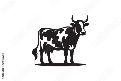 Cow silhouette vector art illustration.